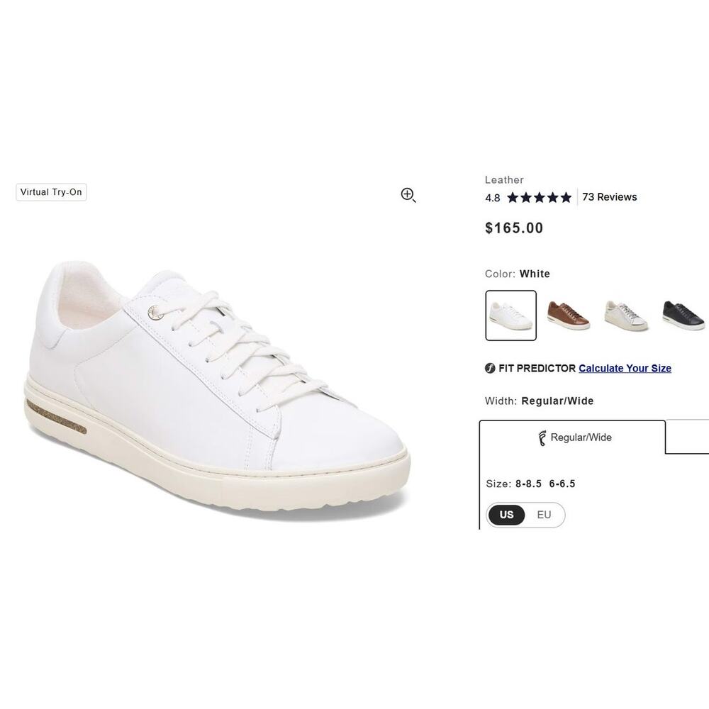 Birkenstock Bend Low White Leather Sneakers Shoes EU 38 US 7-7.5 - Picture 10 of 10
